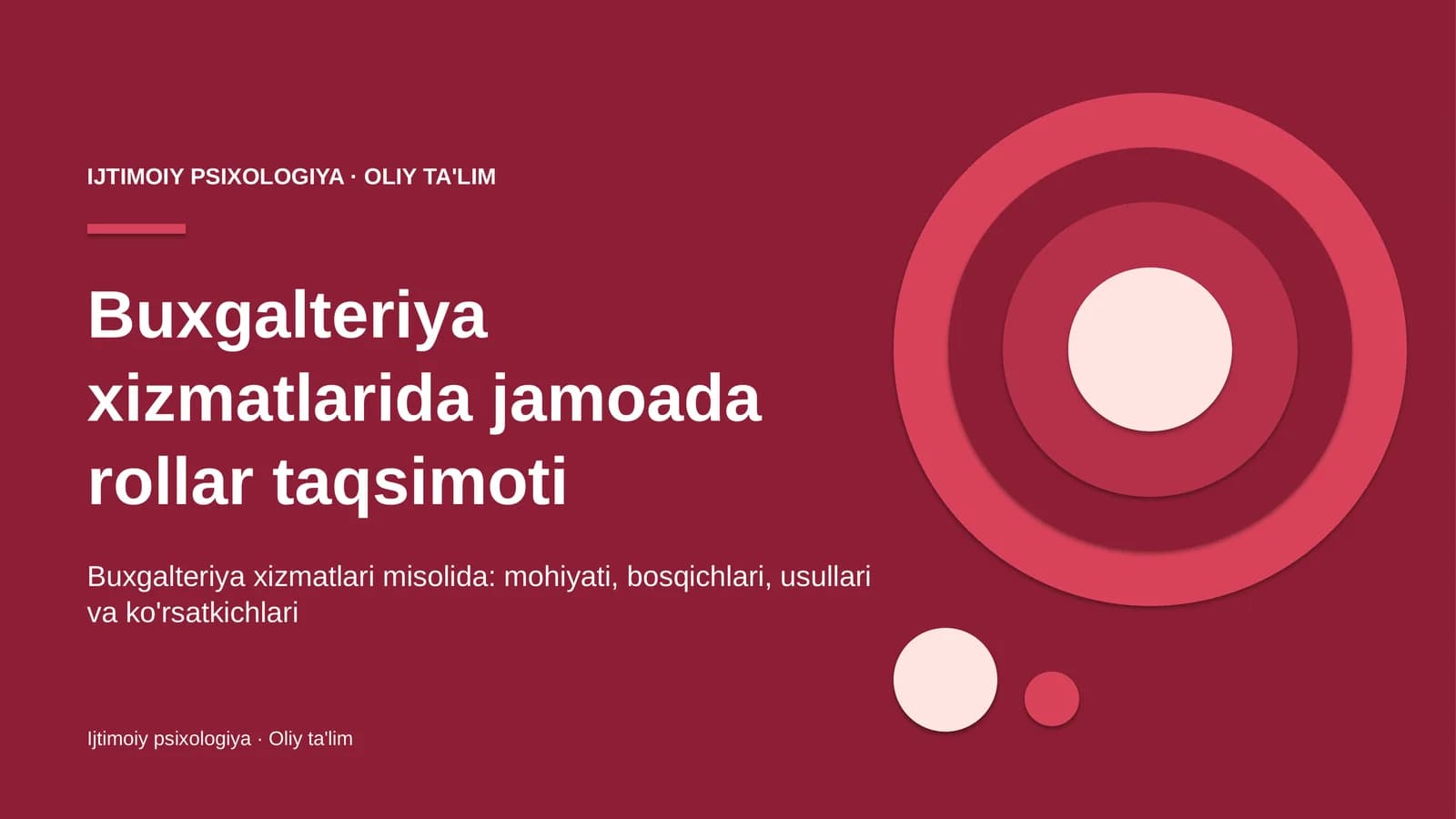 Buxgalteriya xizmatlarida jamoada rollar taqsimoti
