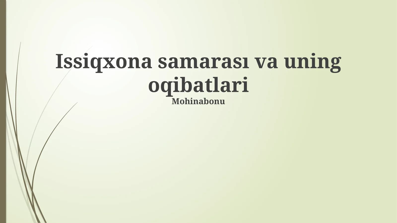 Issiqxona samarası va uning oqibatlari