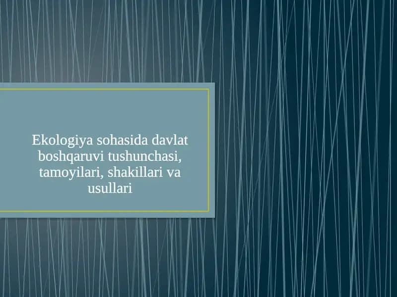 Ekologiyasohasida davlat boshqaruvitushunchasi