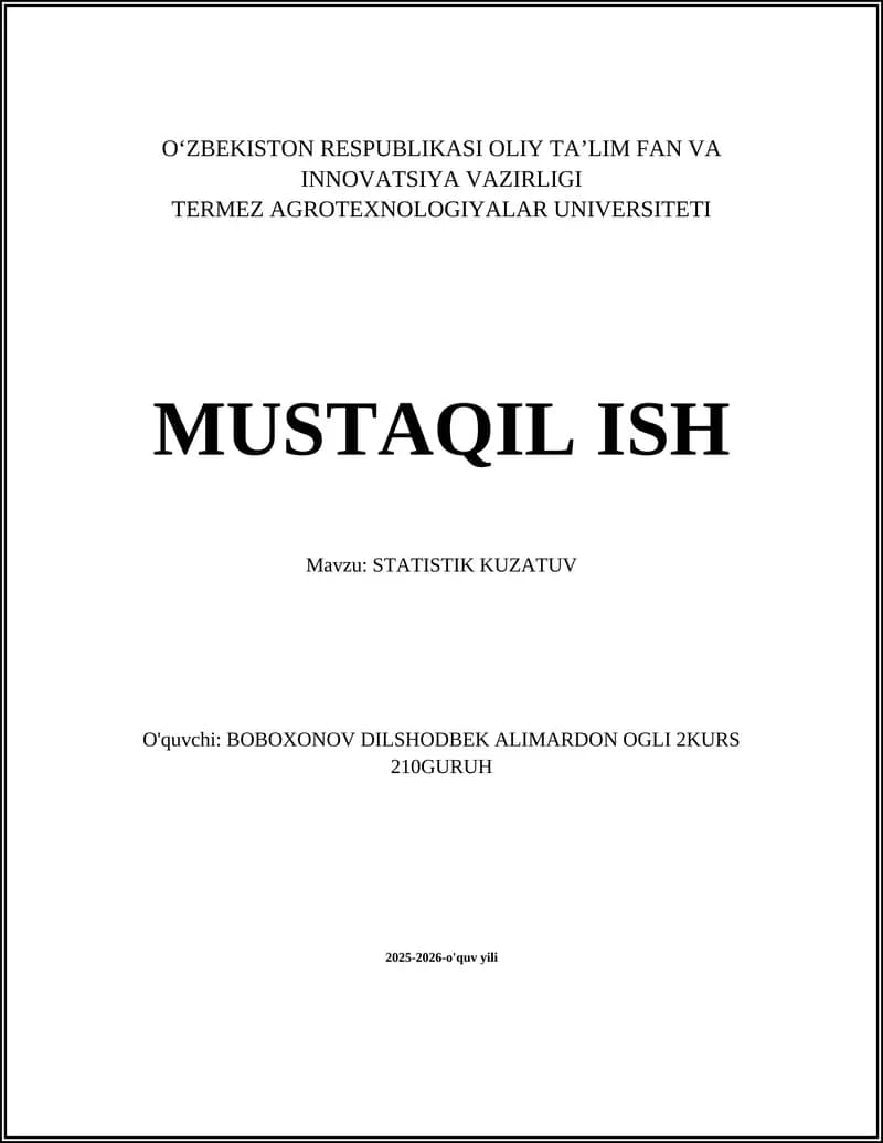 STATISTIK KUZATUV