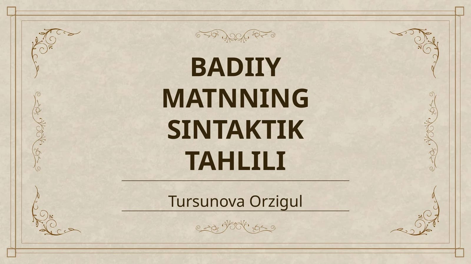 BADIIY MATNNING SINTAKTIK TAHLILI