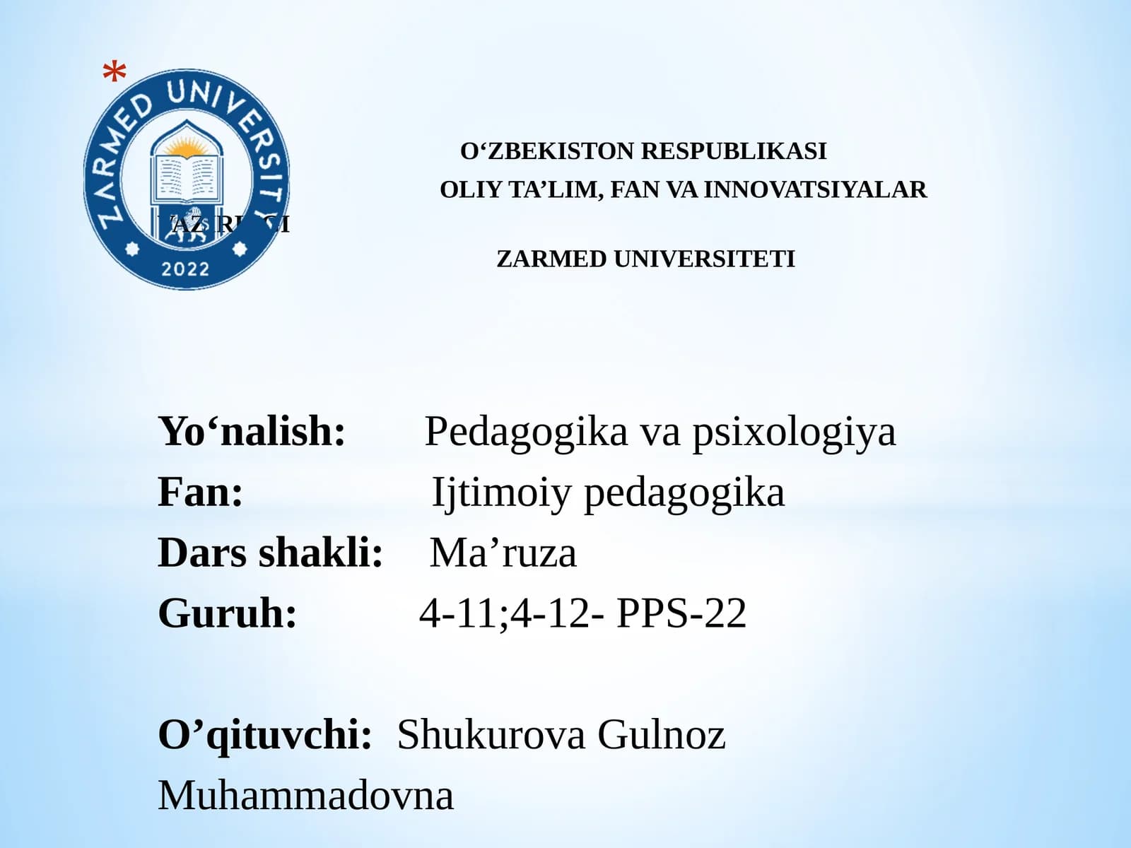 Ijtimoiy pedagogika darsi
