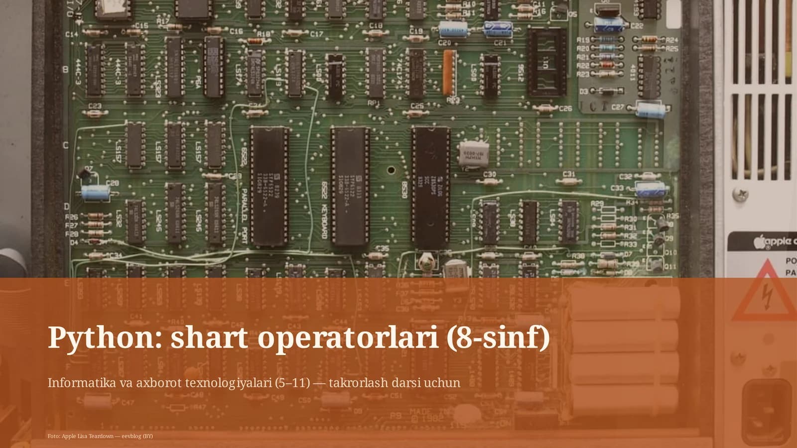 Python: shart operatorlari (8-sinf)