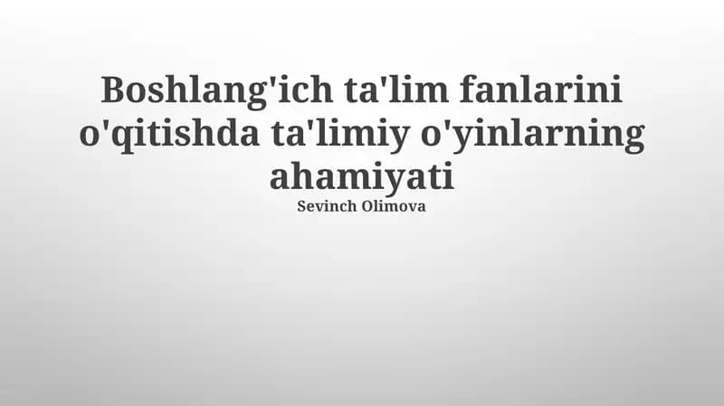 O'quv o'yinlari: Ko'p sezgili yondashuv