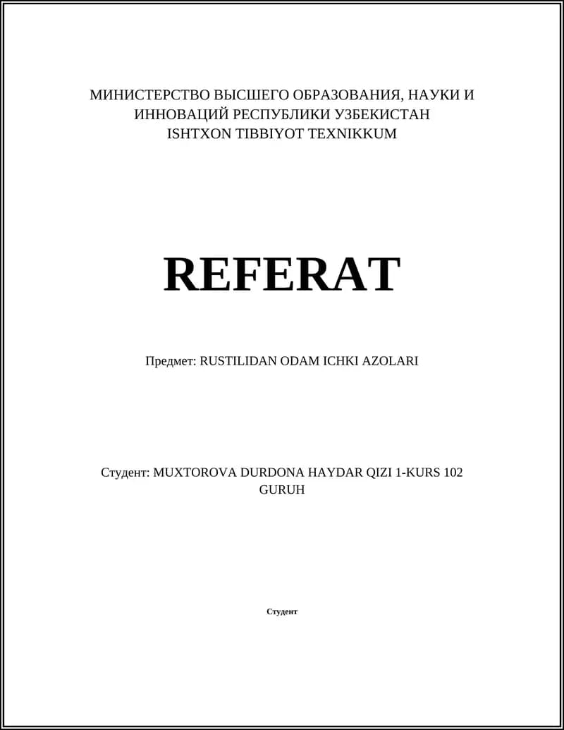 RUSTILIDAN ODAM ICHKI AZOLARI