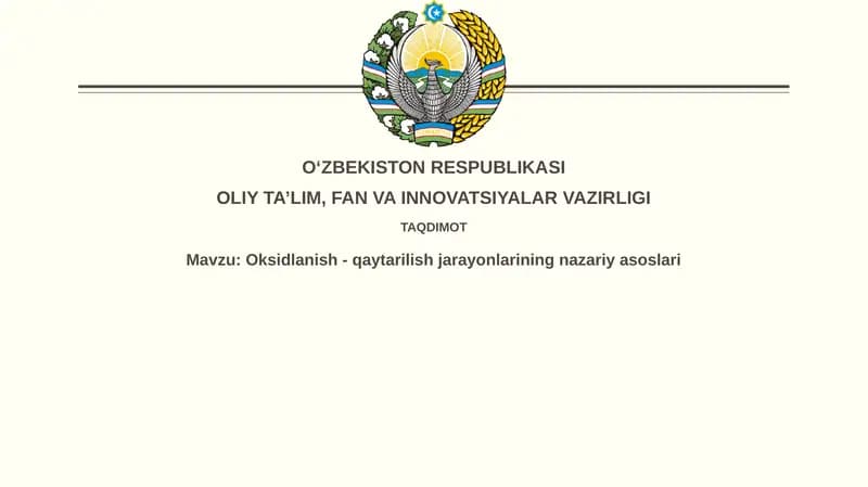 Oksidlanish-qaytarilish jarayonlariningnazariyasoslari