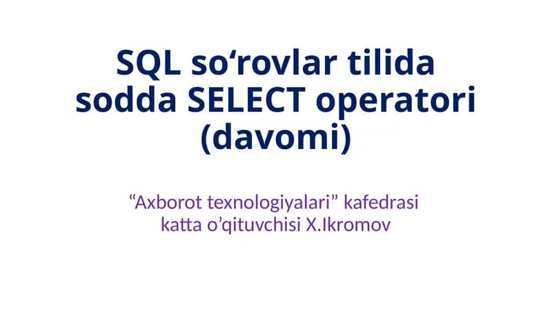 SQL SELECT DISTINCT Operatori
