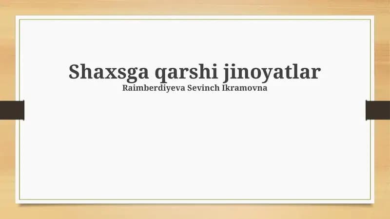 Shaxsga qarshi jinoyatlar