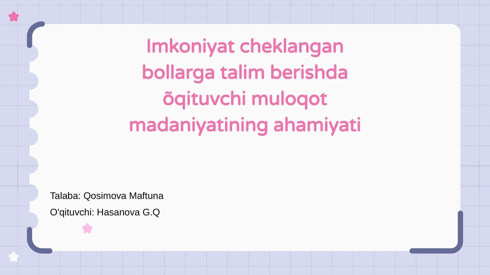 O‘qituvchi muloqoti va uni tushunish