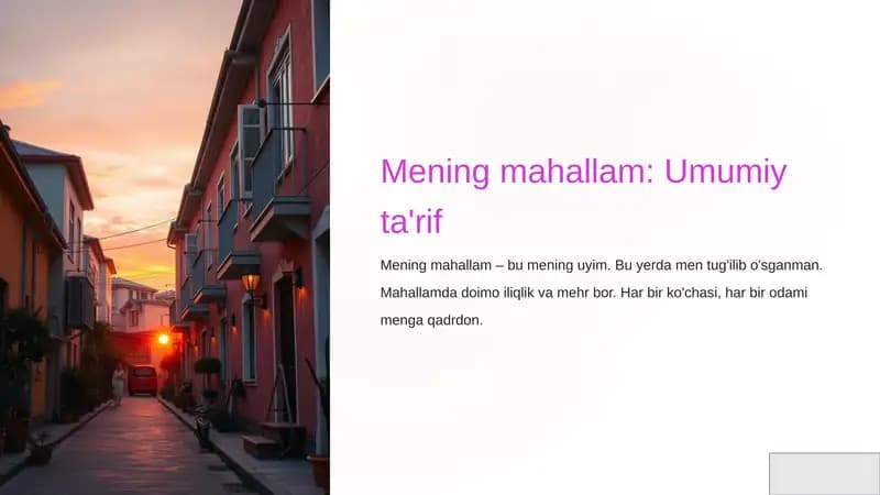 Mening mahallam: Umumiy ta'rif