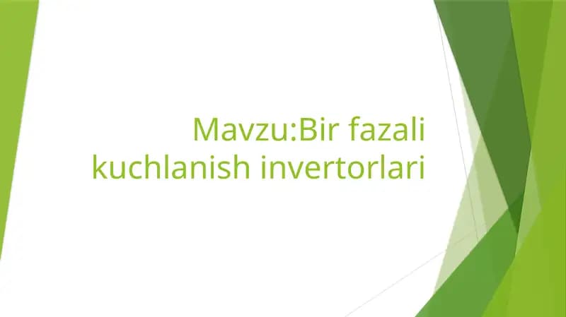 Birfazalik uchlanish invertorlari