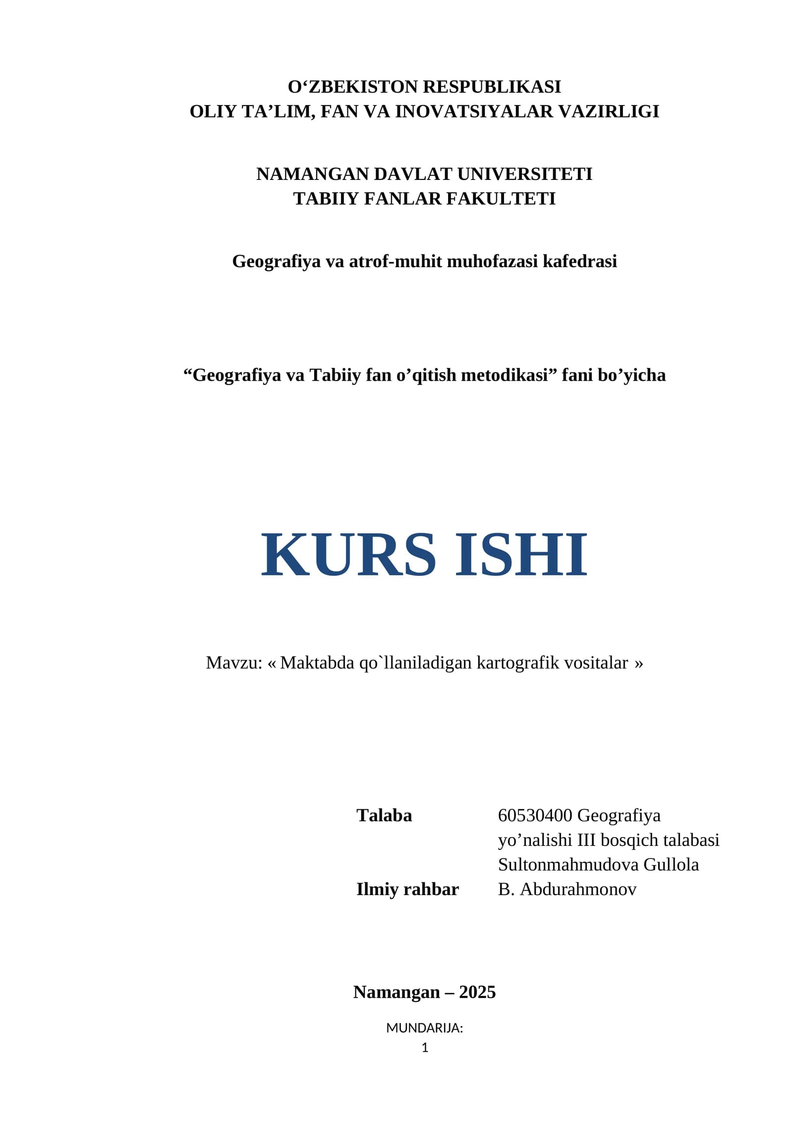 Maktabda qo`llaniladigan kartografik vositalar