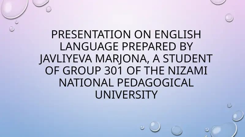 Presentation on English language