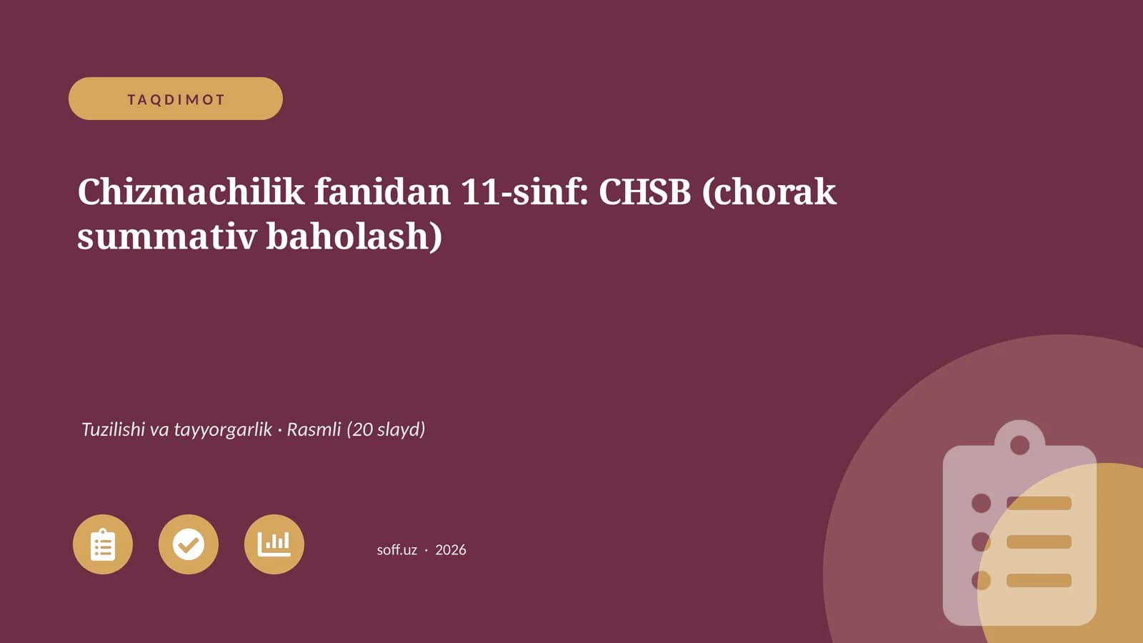 11-sinf: CHSB (chorak summativ baholash)