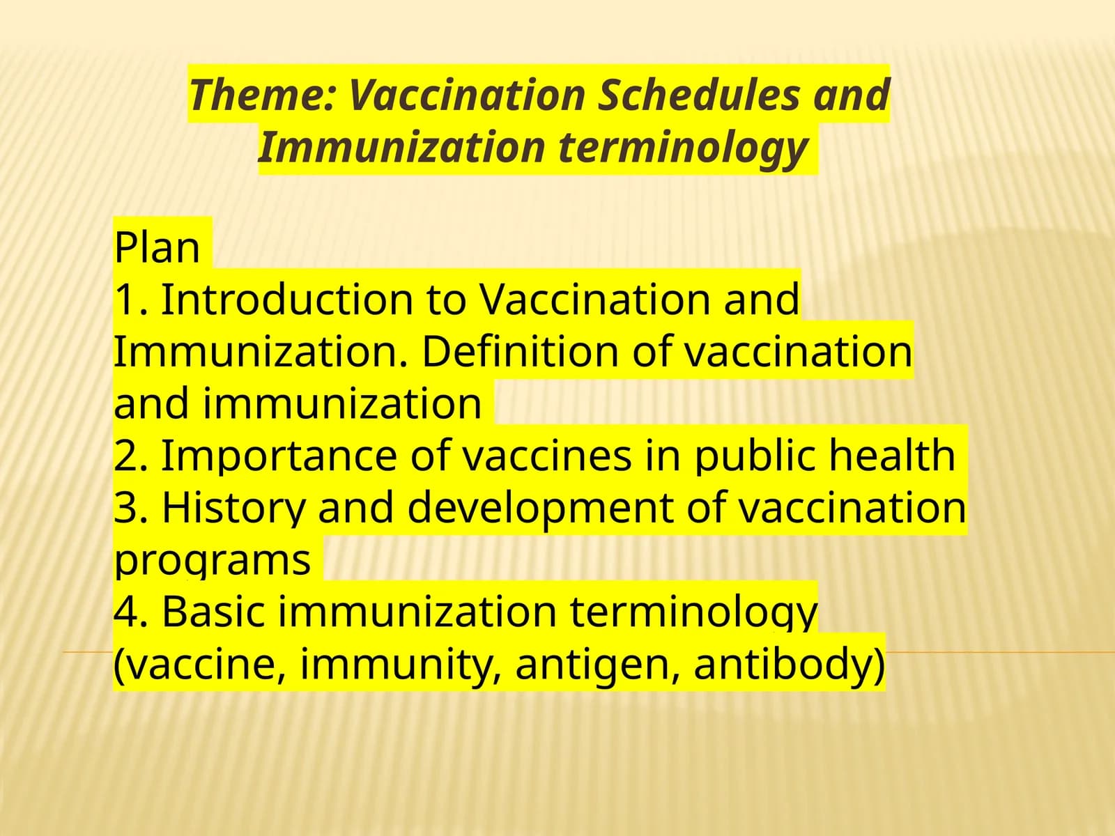 Vaccination Schedules and Immunization Terminology