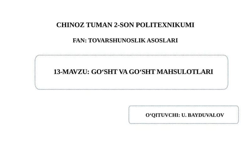 GO‘SHT VA GO‘SHT MAHSULOTLARI