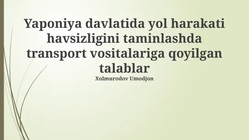 Transport vositalariga texnik talablar
