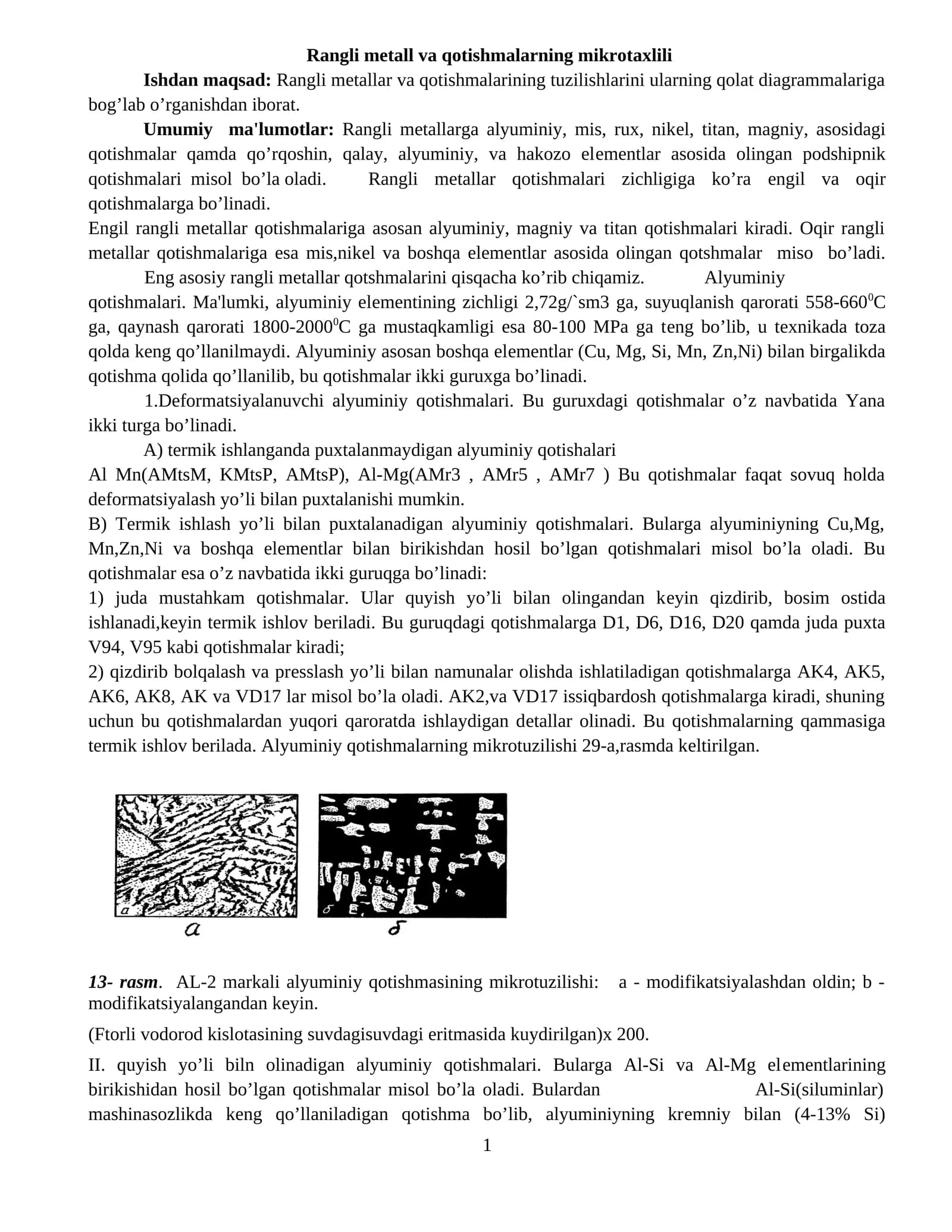 Rangli metall va qotishmalarning mikrotaxlili