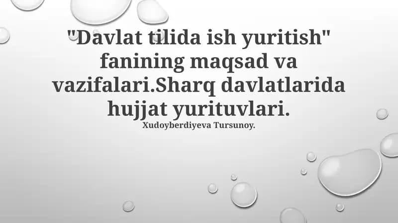 Davlat tilida ish yuritish