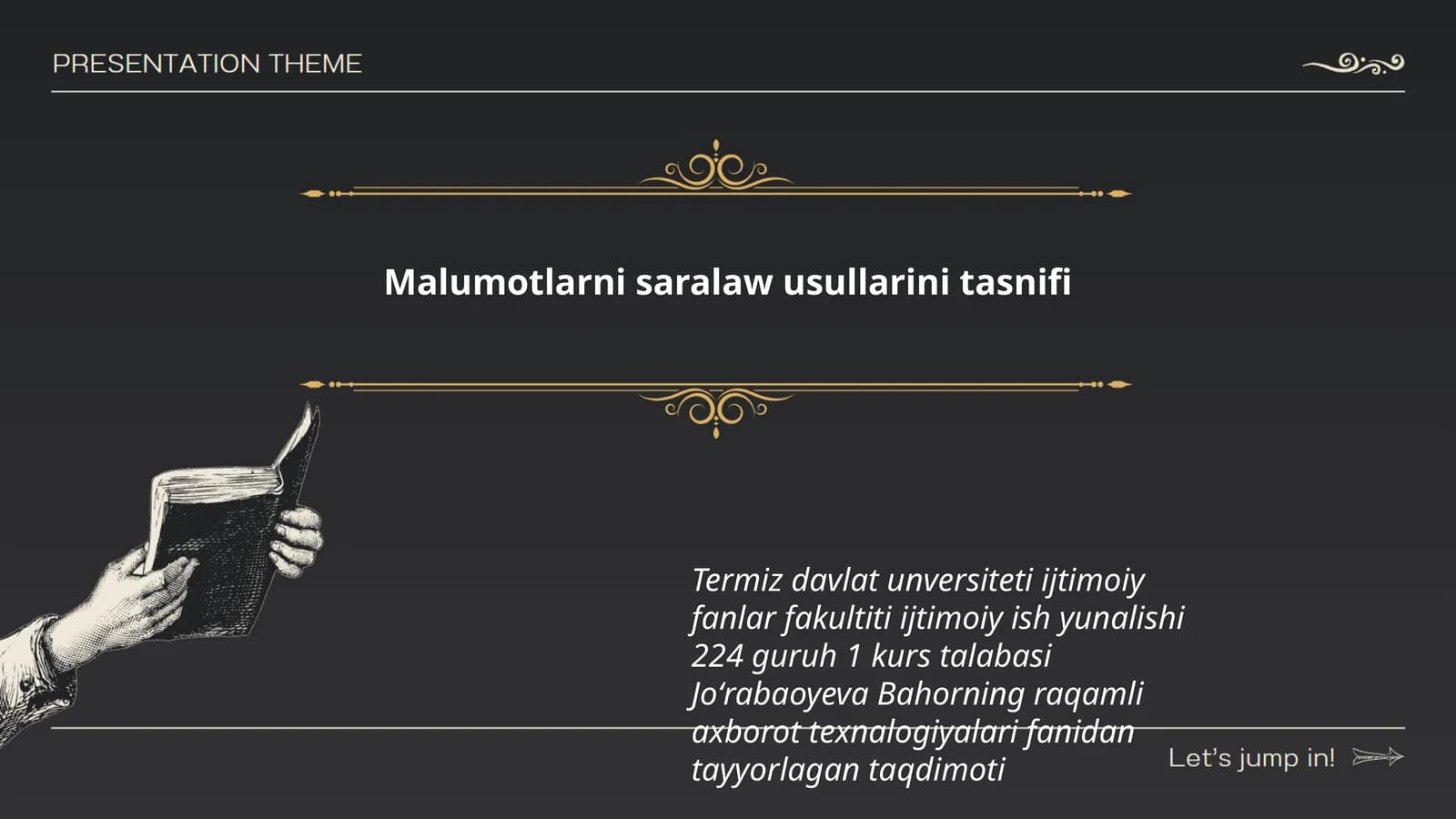 Malumotlarni saralaw usullarini tasnifi