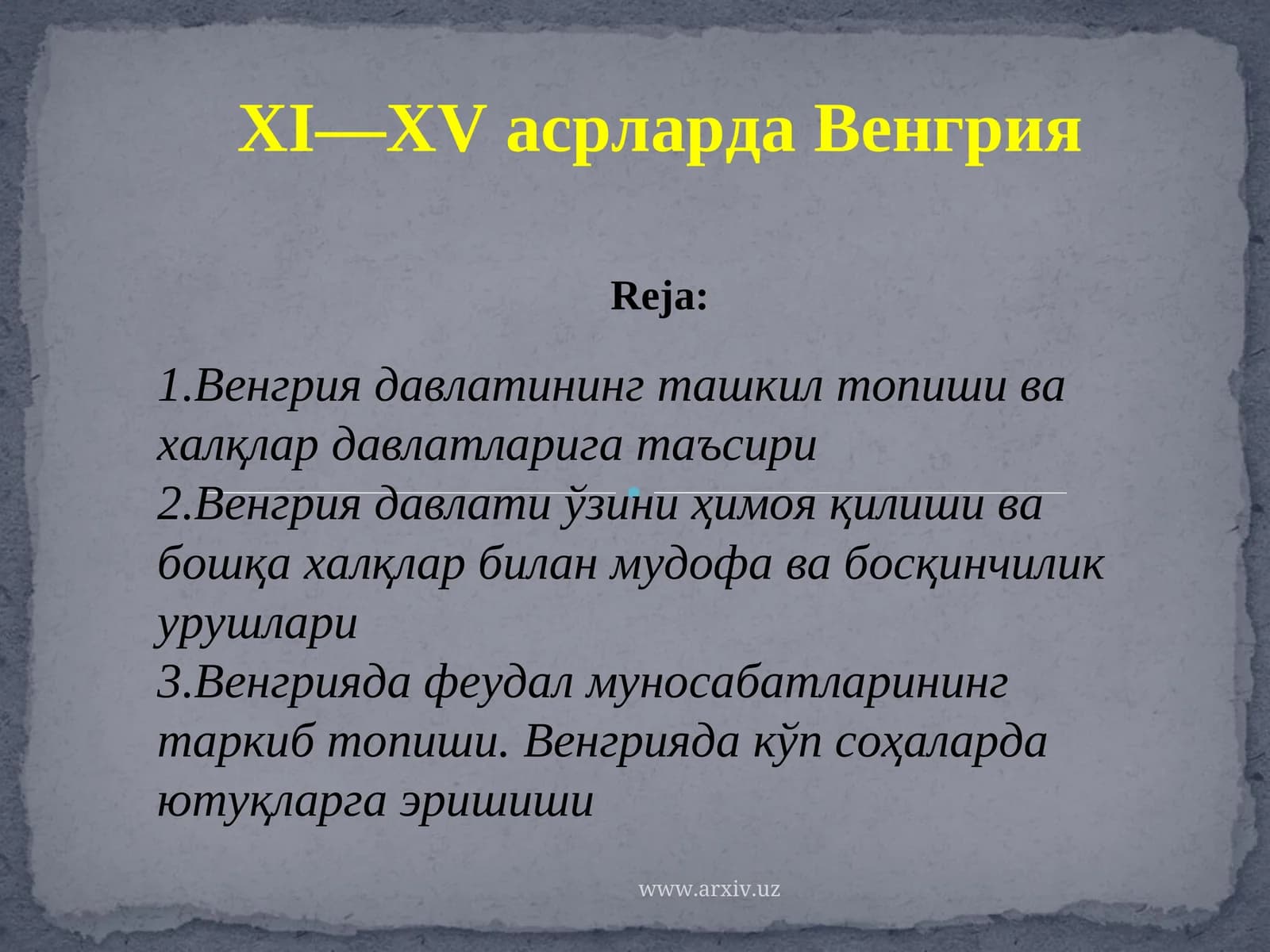 Vengriya Davlatining Tashkil Topishi