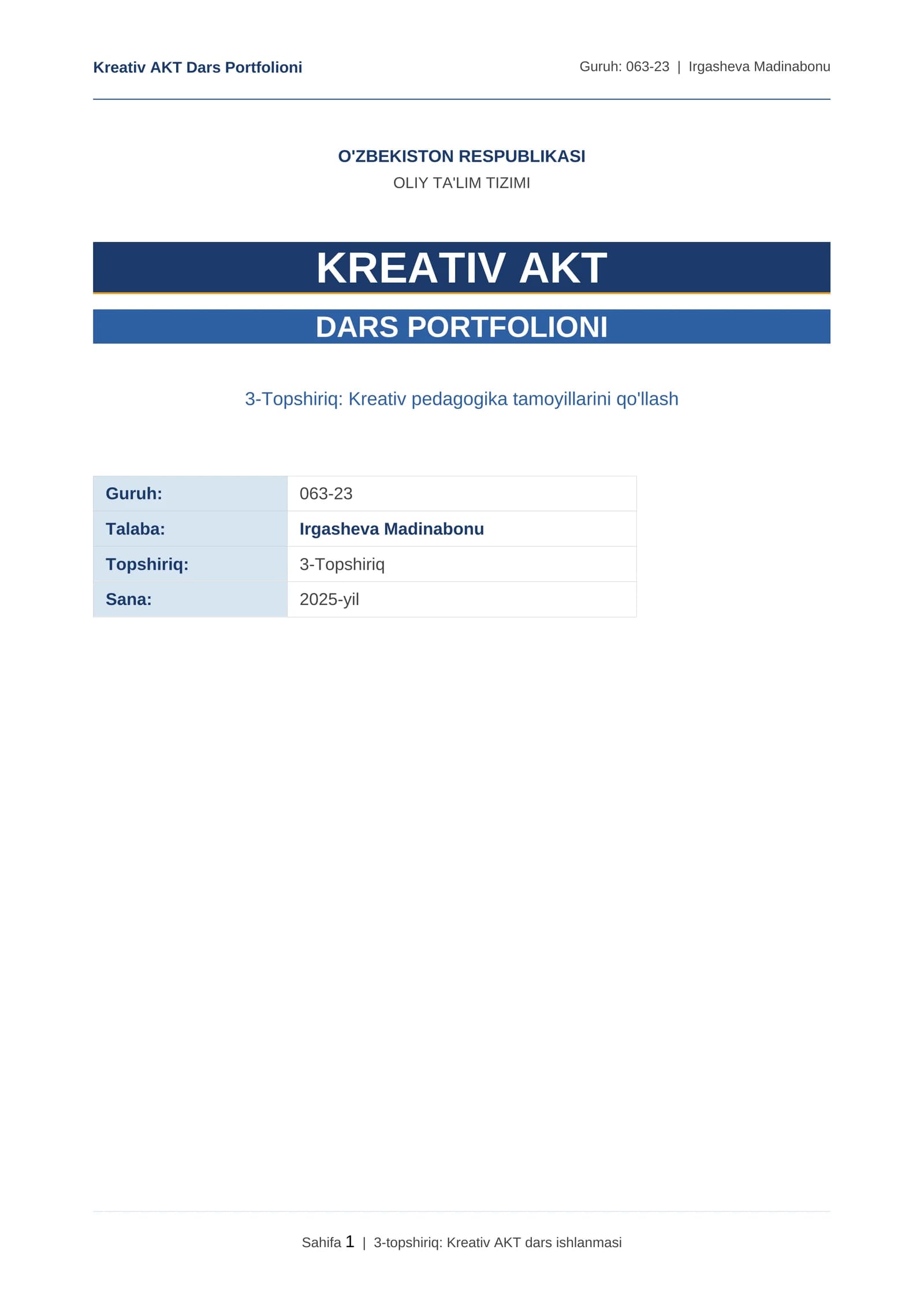 Kreativ AKT Dars Portfolioni