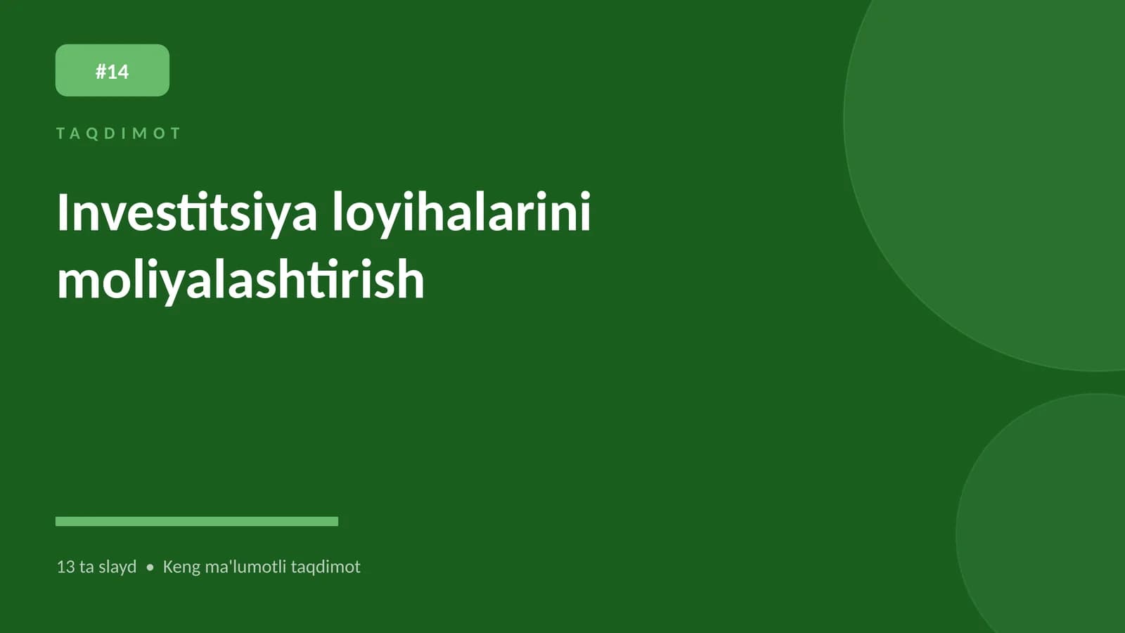 Investitsiya loyihalarini moliyalashtirish