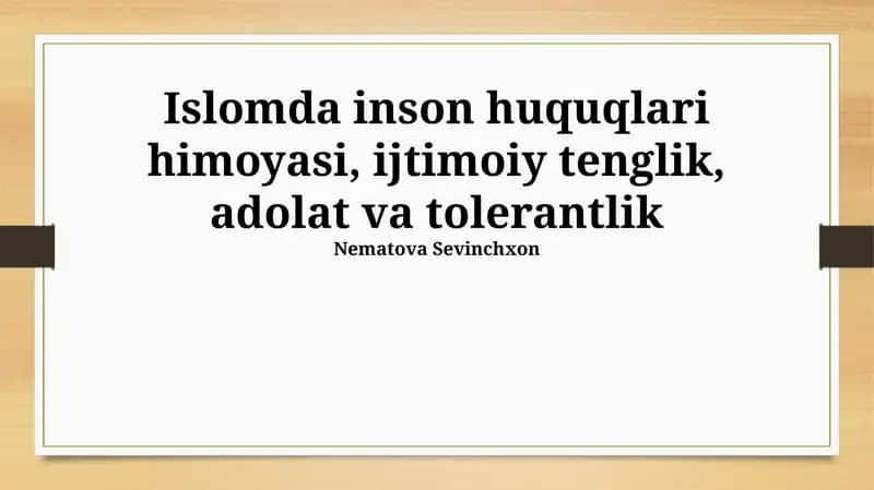 Islomda inson huquqlari himoyasi