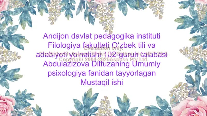 Yosh davrlari psixologiyasi