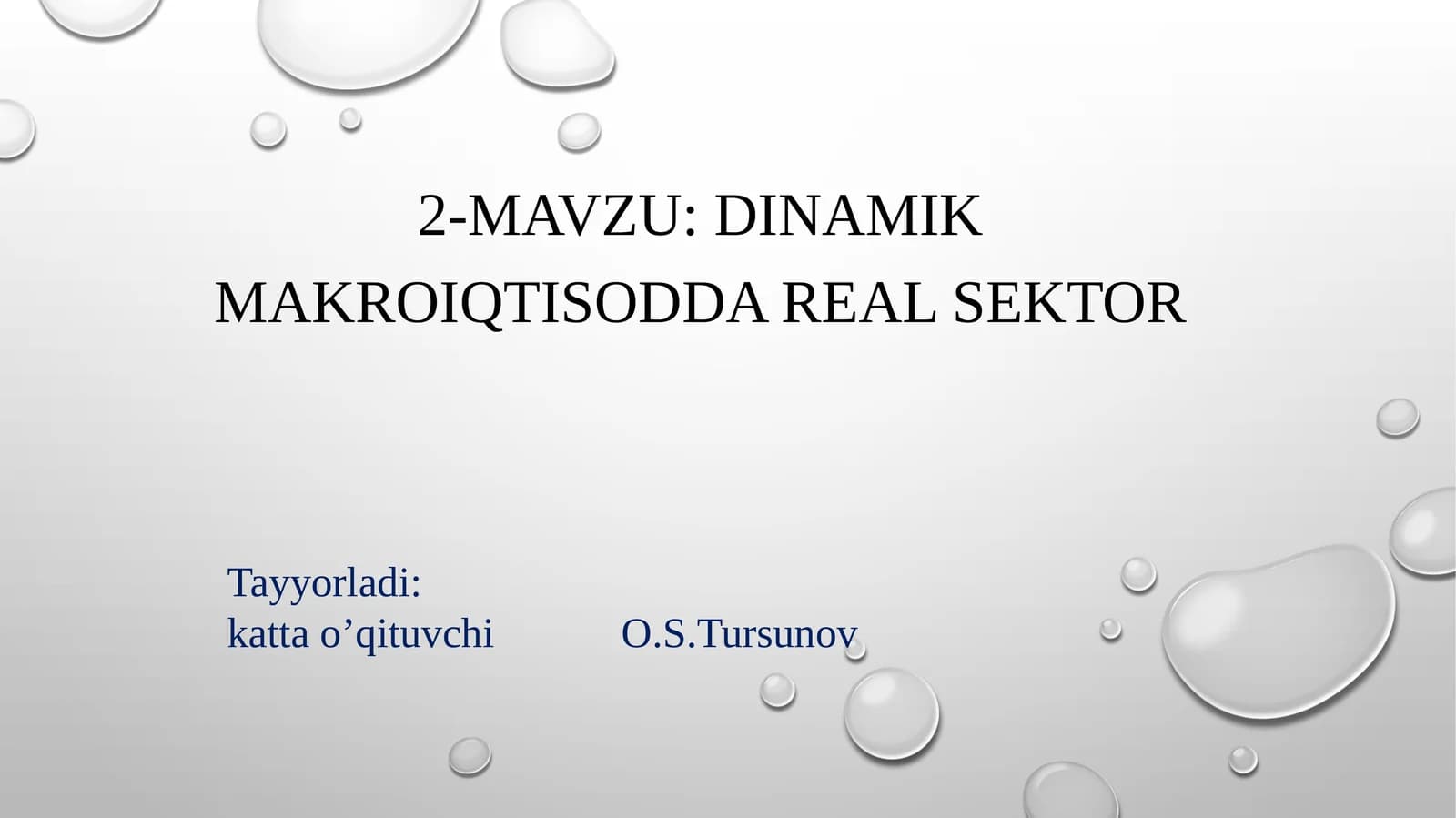 Dinamik makroiqtisoda real sektor