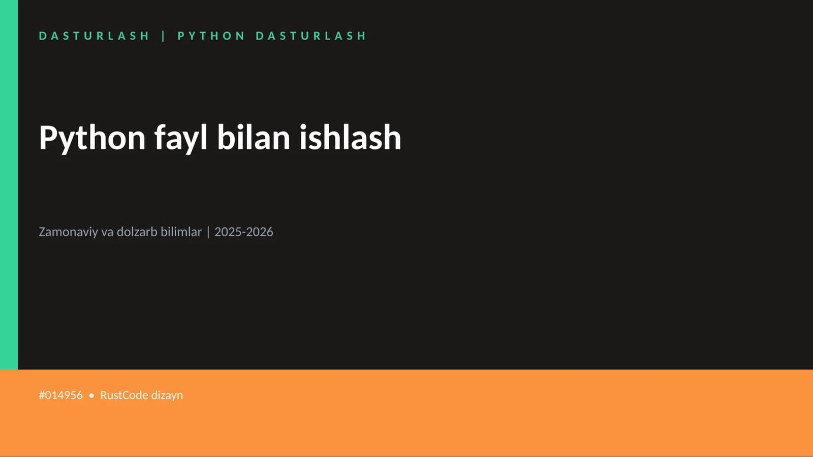 DASTURLASH | PYTHON DASTURLASH
