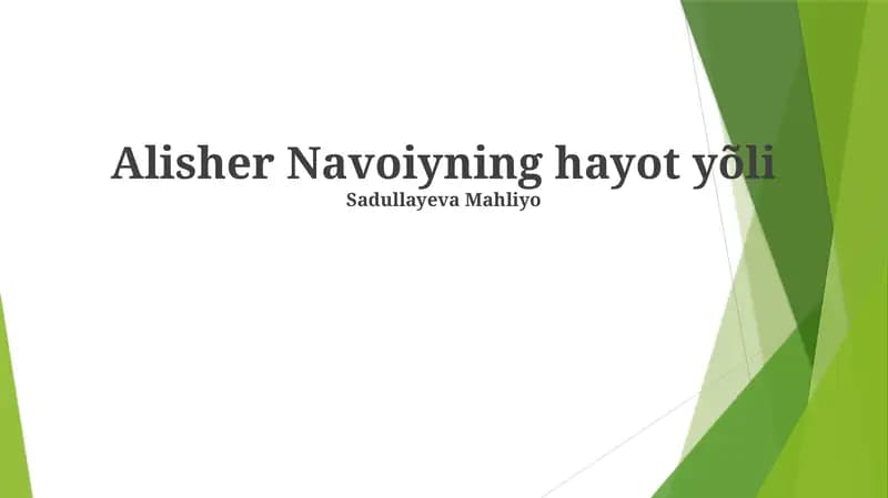 Alisher Navoiyning hayot yõli
