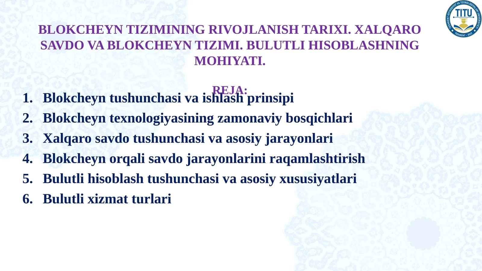 Blokcheyn tushunchasi va ishlash prinsipi