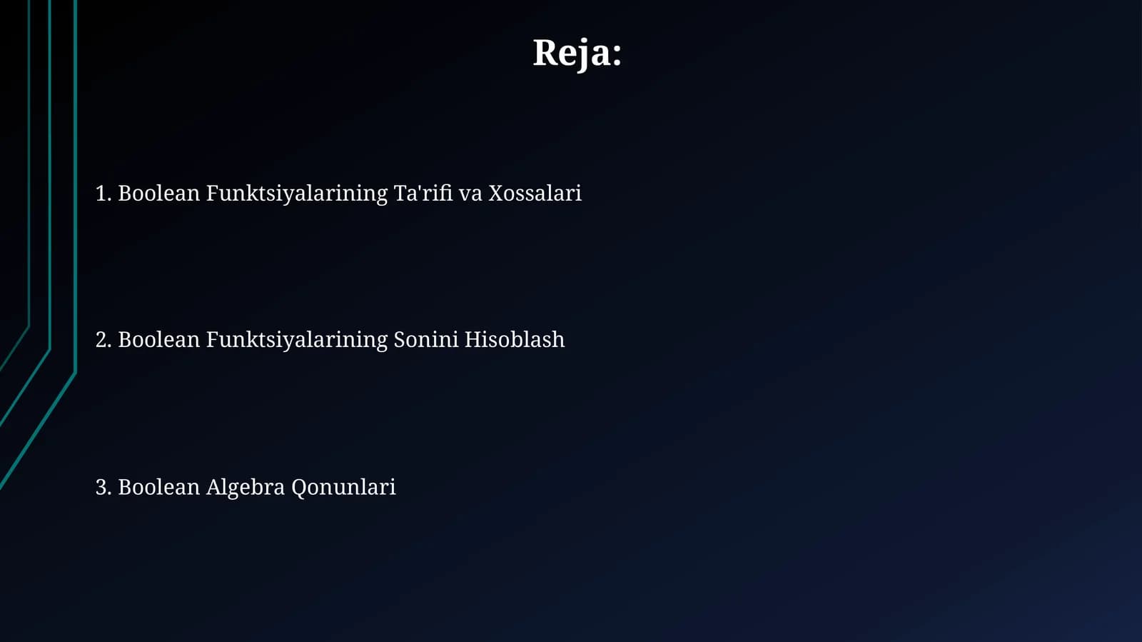Boolean Funktsiyalarining Ta'rifi va Xossalari