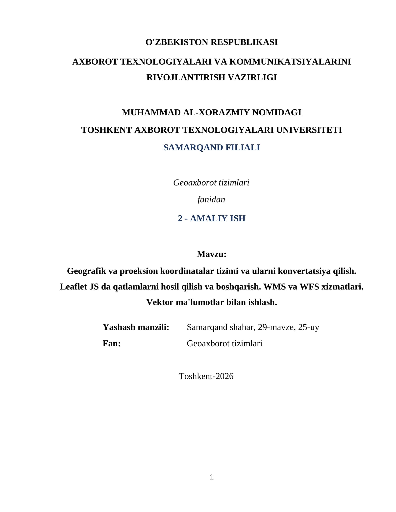 2 - AMALIY ISH