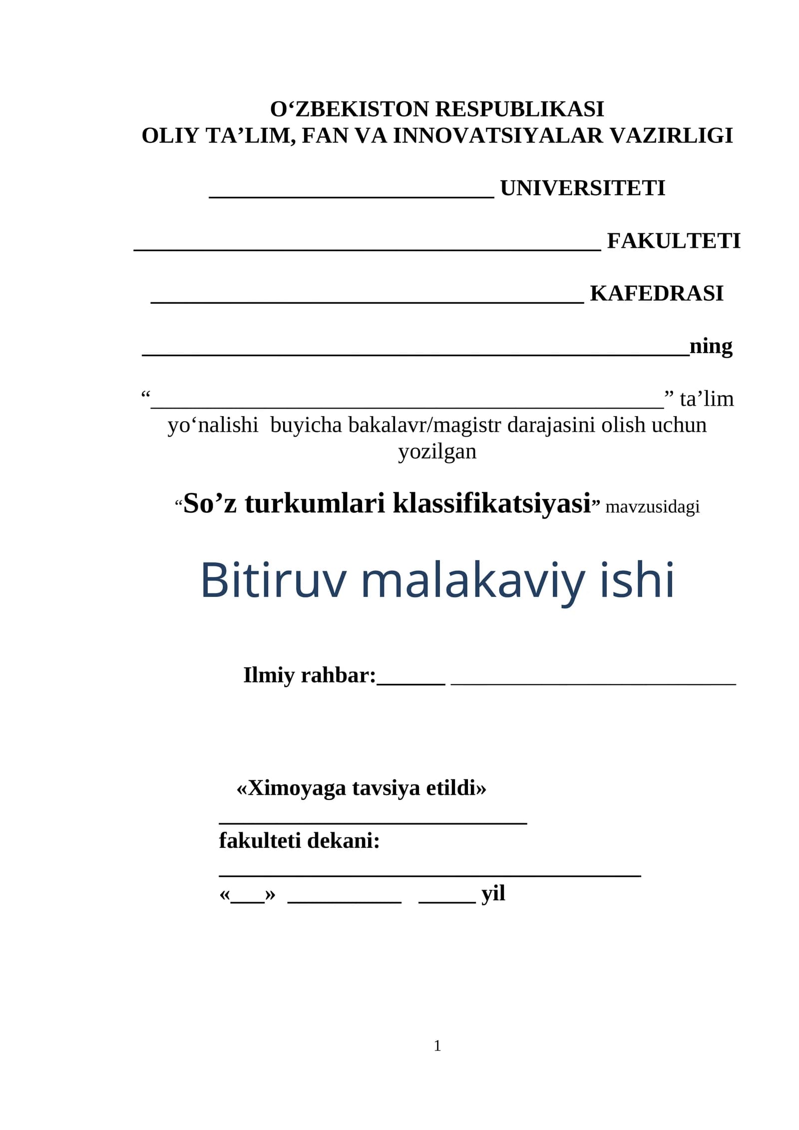 So’z turkumlari klassifikatsiyasi