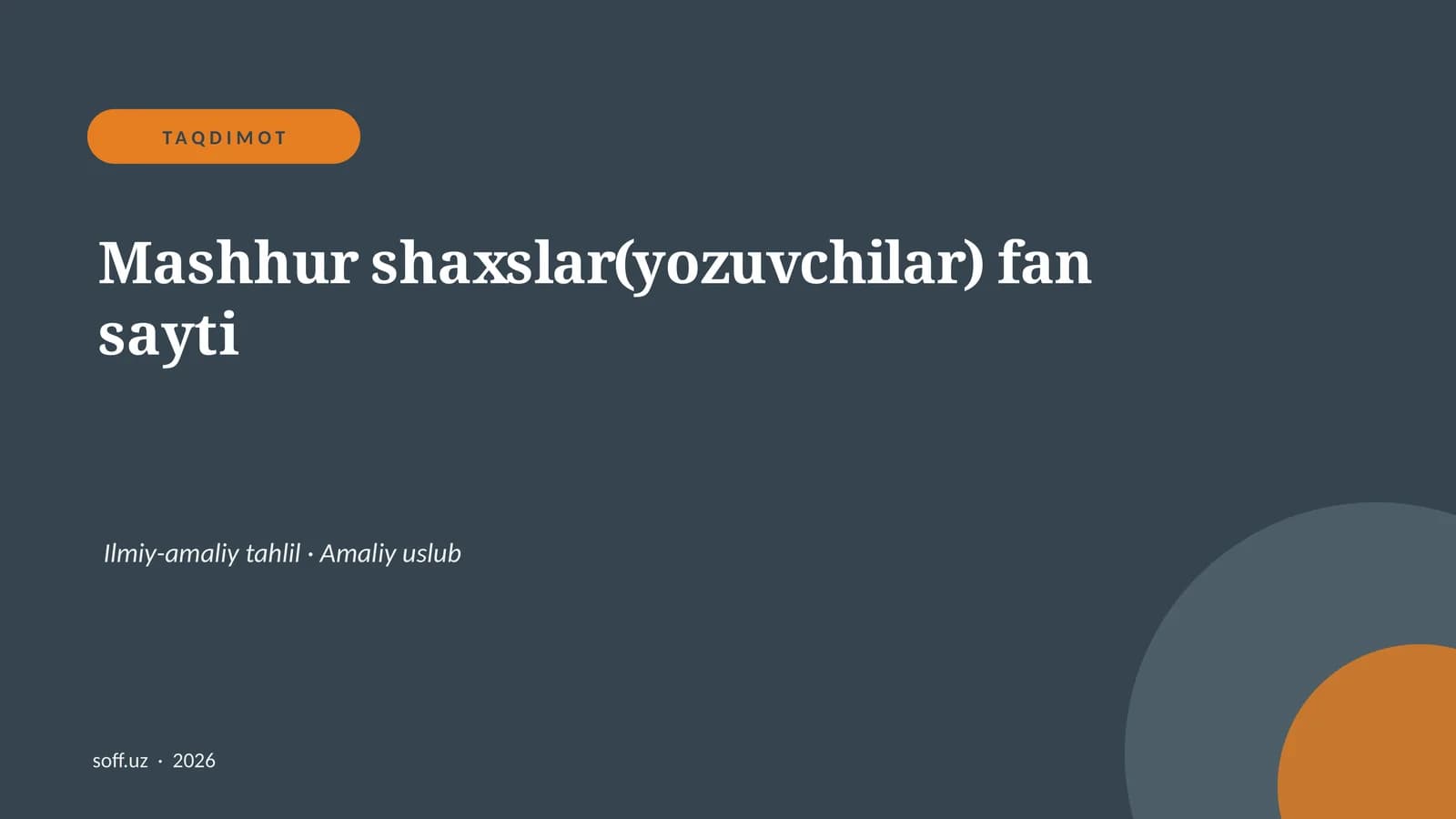 Mashhur shaxslar(yozuvchilar) fan sayti