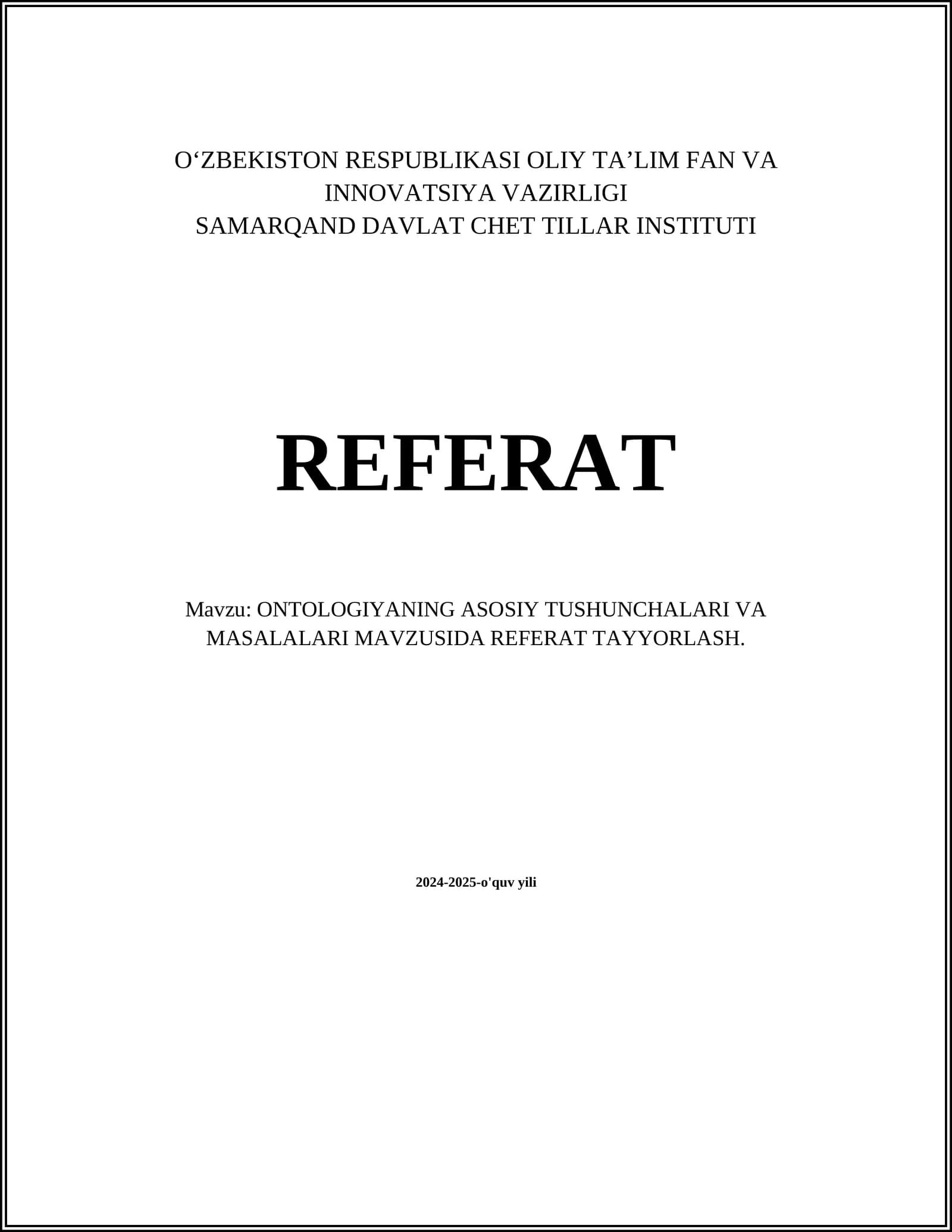 Ontologiyani tushunish
