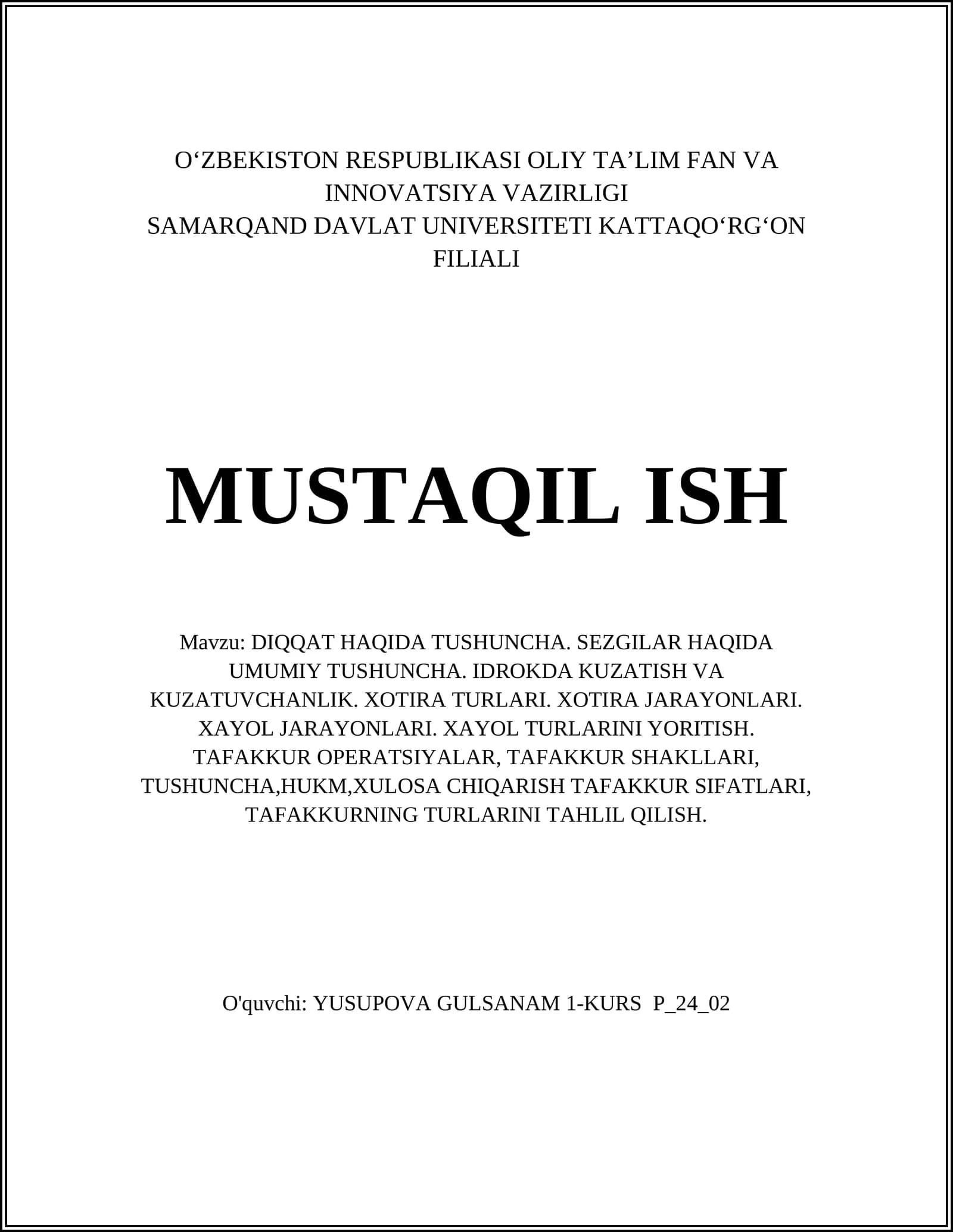 DIQQAT HAQIDA TUSHUNCHA