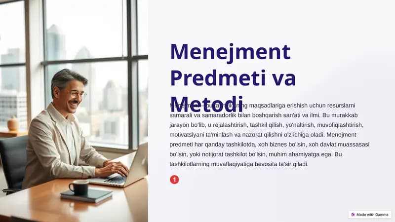 Menejment Predmeti va Metodi