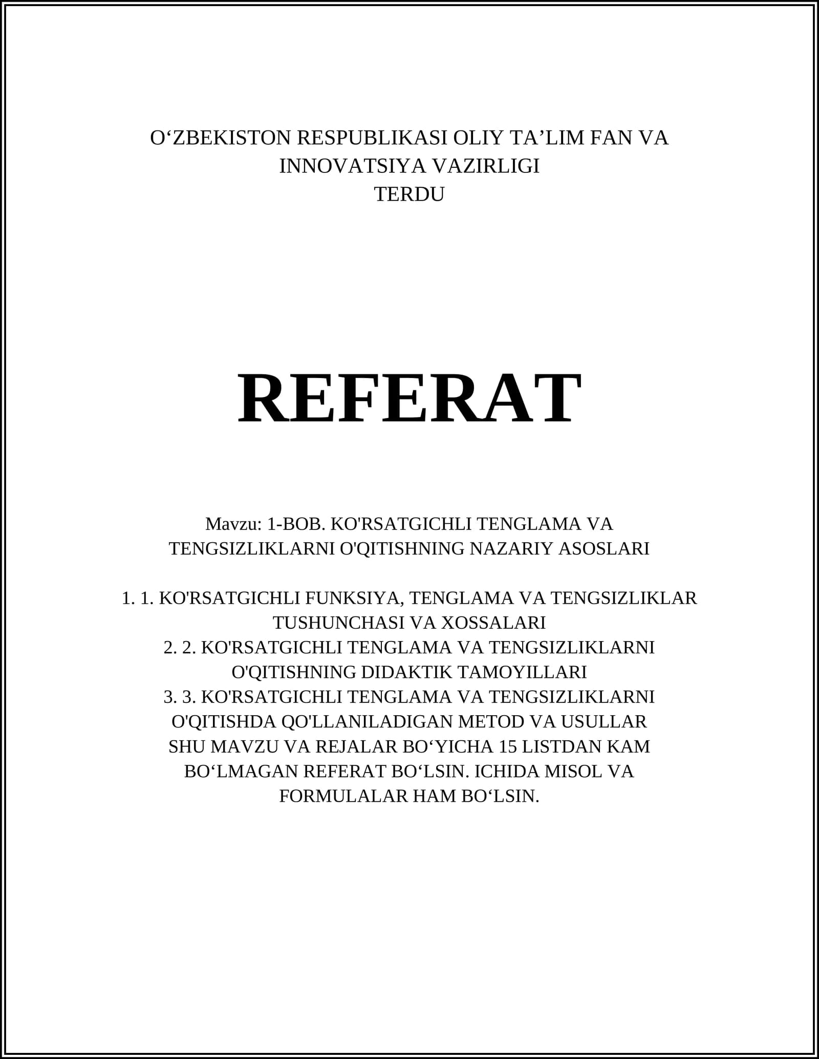 KO'RSATGICHLI FUNKSIYA