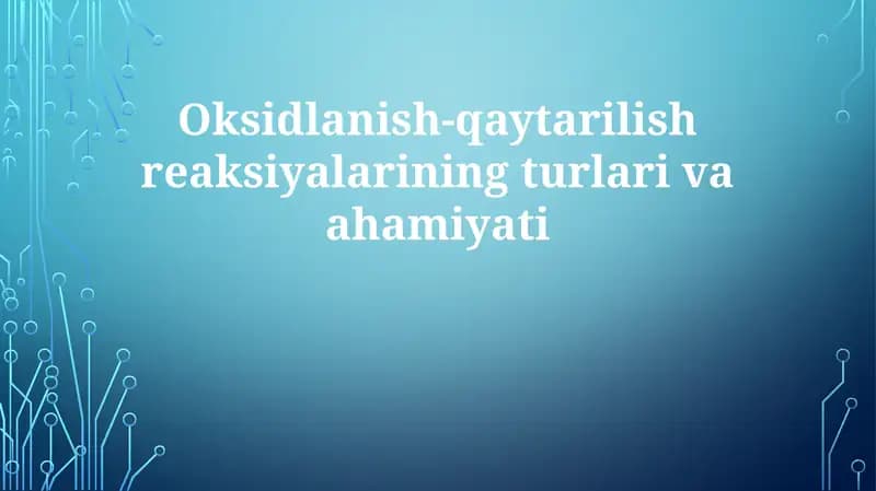 Oksidlanish-qaytarilish reaksiyalari