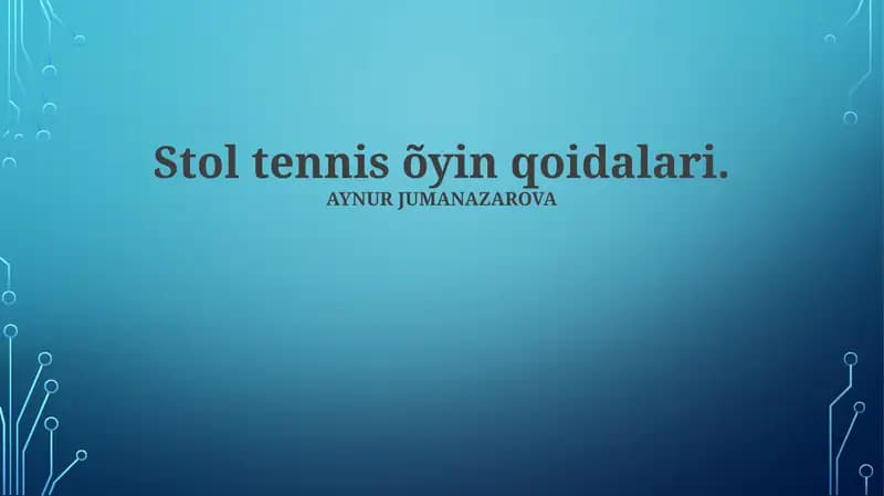 Stol tennis õyin qoidalari