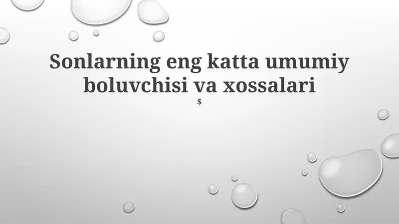 Eng Katta Umumiy Bo'luvchi (EKUB)