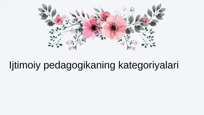Ijtimoiy pedagogikaning kategoriyalari