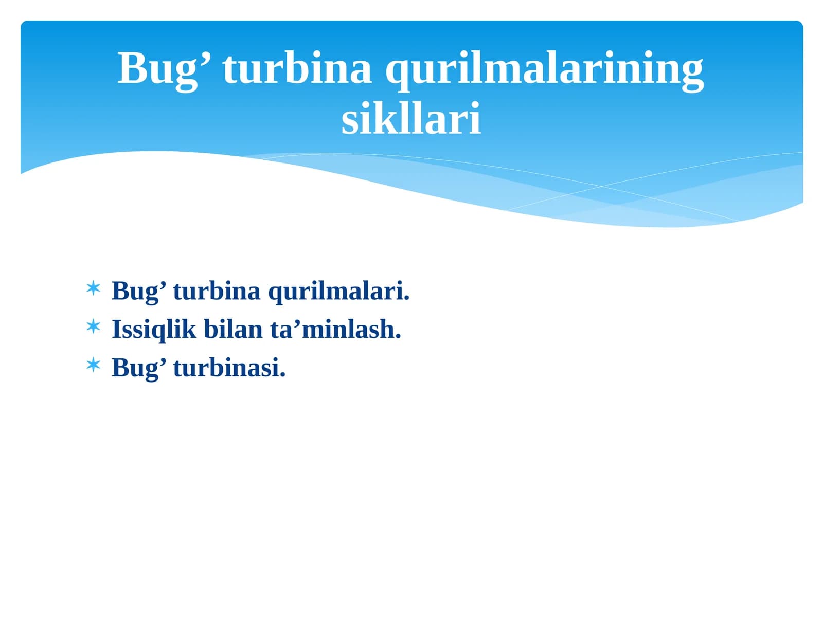 Bug’turbina qurilmalari