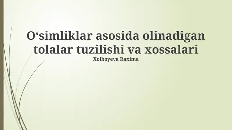 O'simlik Tolalari