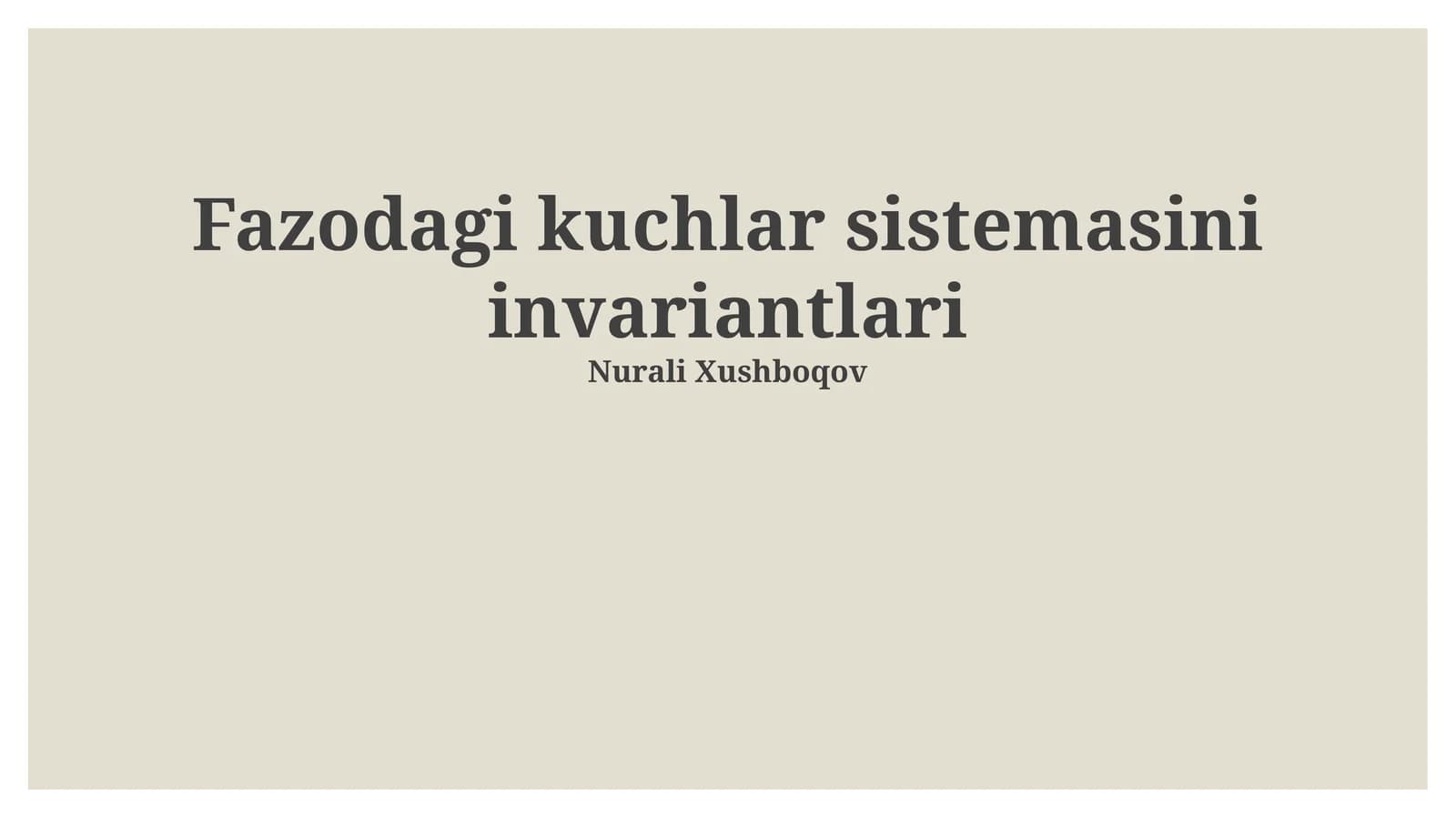 Kuch Sistemalarining Klassifikatsiyasi