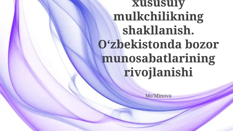 Iqtisodiy Islohotlar va Bozor Iqtisodiyotiga O'tish