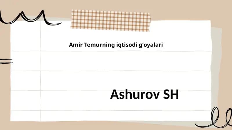 Amir Temur Iqtisodiy g'oya